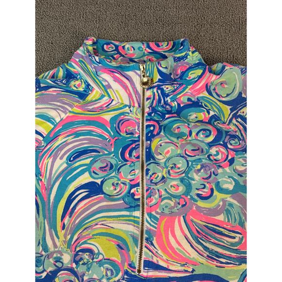 Lilly Pulitzer Skipper Popover Top Quarter Zip Womens Size Small Resort Coastal - Picture 3 of 9